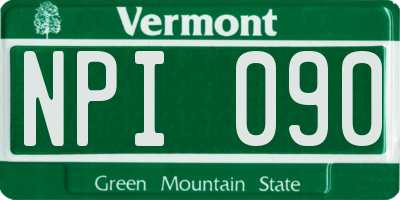 VT license plate NPI090