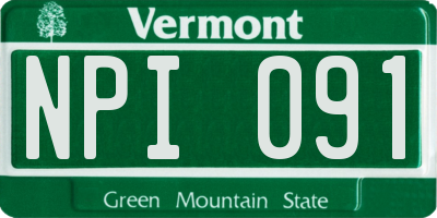 VT license plate NPI091