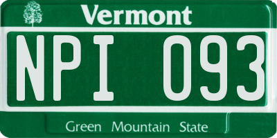 VT license plate NPI093