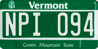 VT license plate NPI094