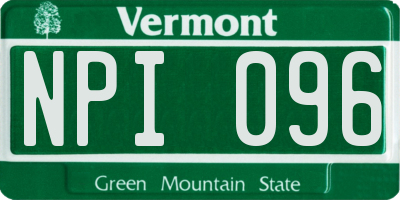 VT license plate NPI096