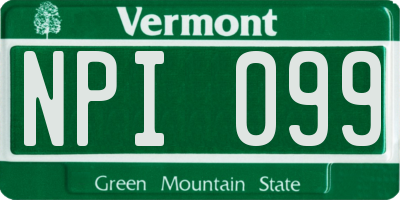 VT license plate NPI099