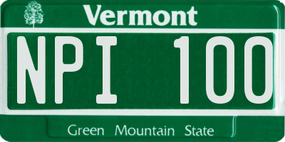 VT license plate NPI100