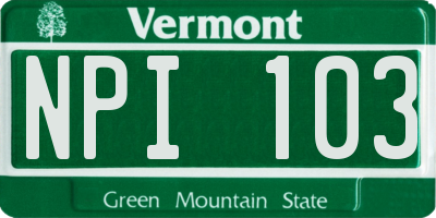 VT license plate NPI103