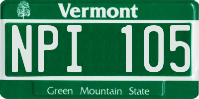 VT license plate NPI105