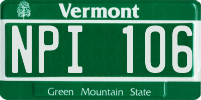 VT license plate NPI106