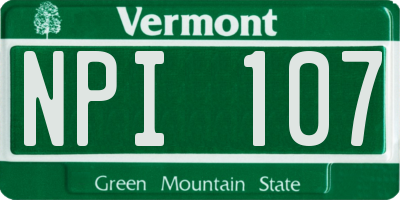 VT license plate NPI107