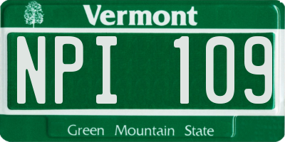 VT license plate NPI109