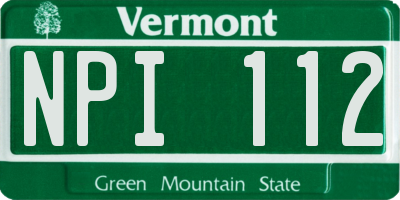 VT license plate NPI112