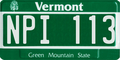 VT license plate NPI113