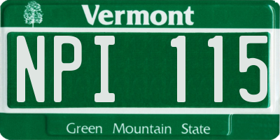 VT license plate NPI115