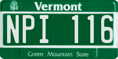 VT license plate NPI116