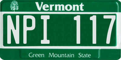 VT license plate NPI117
