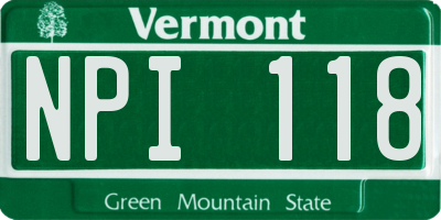 VT license plate NPI118