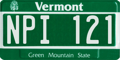 VT license plate NPI121