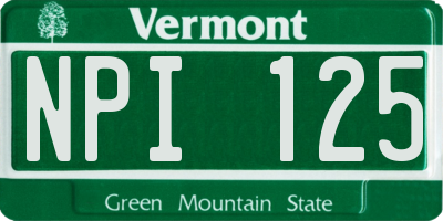 VT license plate NPI125
