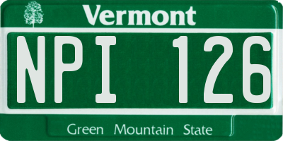 VT license plate NPI126