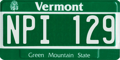 VT license plate NPI129