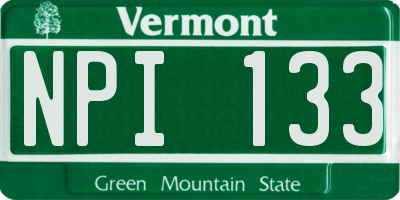 VT license plate NPI133