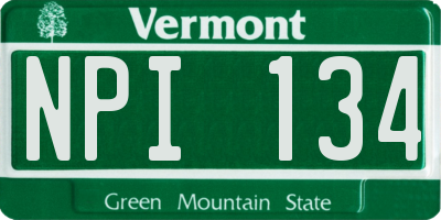 VT license plate NPI134