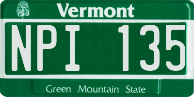 VT license plate NPI135