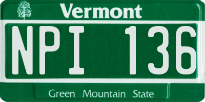 VT license plate NPI136