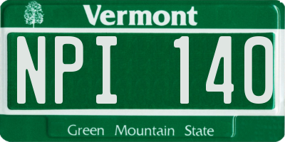 VT license plate NPI140