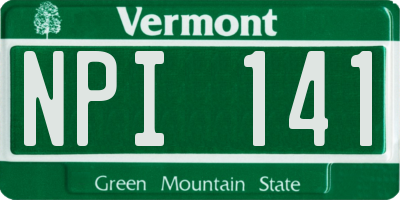VT license plate NPI141