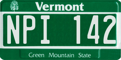 VT license plate NPI142