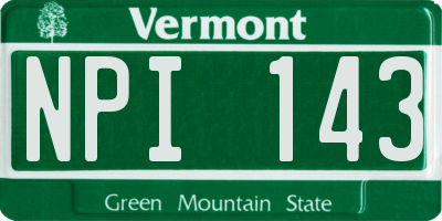 VT license plate NPI143