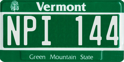 VT license plate NPI144