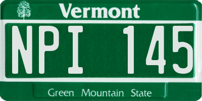 VT license plate NPI145