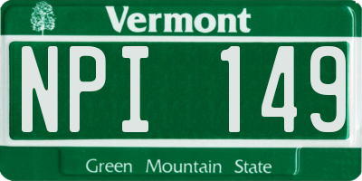 VT license plate NPI149