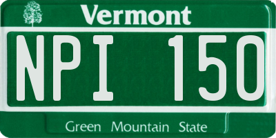 VT license plate NPI150