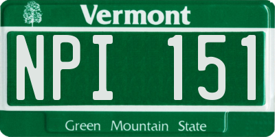 VT license plate NPI151