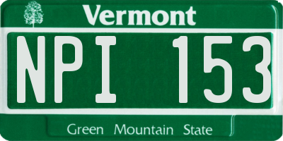 VT license plate NPI153