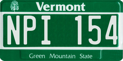 VT license plate NPI154