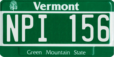 VT license plate NPI156