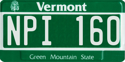VT license plate NPI160