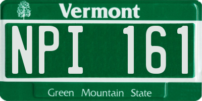 VT license plate NPI161