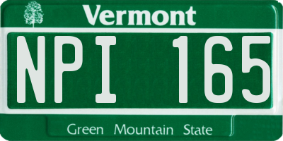 VT license plate NPI165