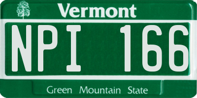 VT license plate NPI166