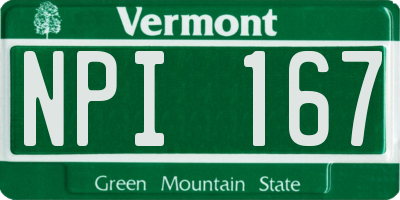VT license plate NPI167