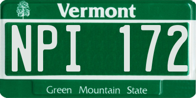 VT license plate NPI172