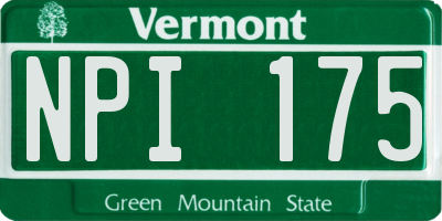 VT license plate NPI175