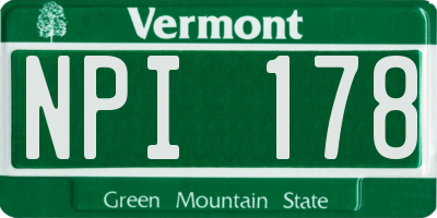 VT license plate NPI178