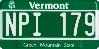 VT license plate NPI179