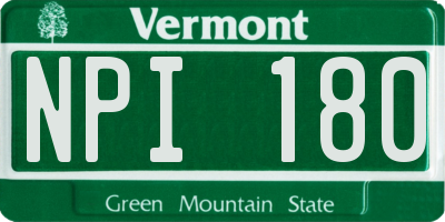 VT license plate NPI180