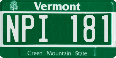 VT license plate NPI181