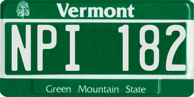 VT license plate NPI182